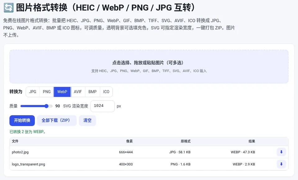 一张 JPG 照片和一张透明 PNG 一起转为 WebP
